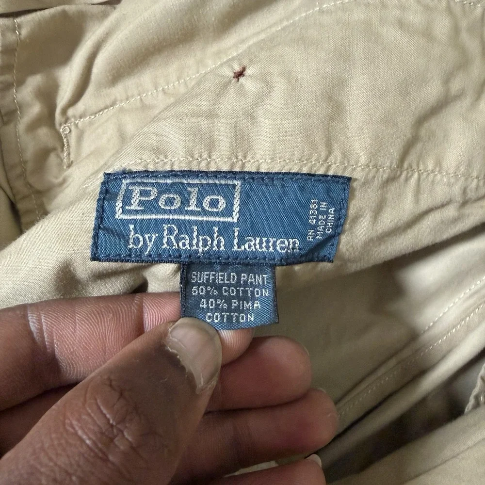 VTG Polo Ralph Lauren Chino Pants Mens 40x30 Khaki Suffield Straight Pony Preppy